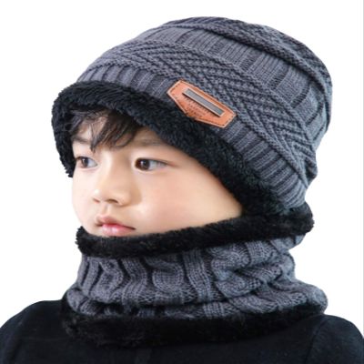 Jueshanzj Winter Knitted Hat and Circle Scarf Set One Size Gray(Kids)
