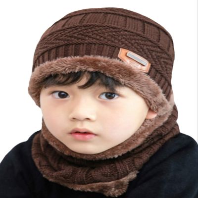 Jueshanzj Winter Knitted Hat and Circle Scarf Set One Size Coffee(Kids)