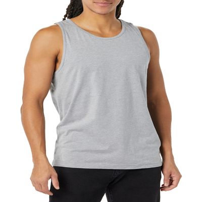 Amazon Essentials Men's Regular-Fit Sleeveless Tank Tops, Light Grey Heather, Medium