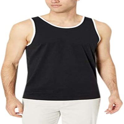 Amazon Essentials Men's Regular-Fit Sleeveless Tank Tops, Black/White, X-Small