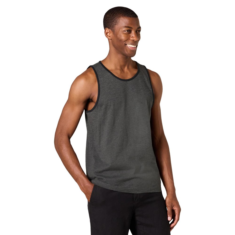 Amazon Essentials Men's Regular-Fit Sleeveless Tank Tops, Black Charcoal Heather, Large