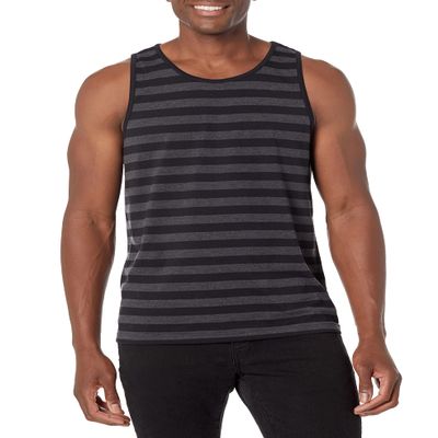 Amazon Essentials Men's Regular-Fit Sleeveless Tank Tops, Black/Charcoal Heather, Medium