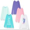 Amazon Essentials Girls' Long-Sleeve Crewneck T-Shirts, Pack of 5, Blue/Green/Pink/Purple/White Unicorn, XX-Large view 1