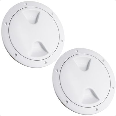 Five Oceans 4" Boat Hatch - Marine Hatch - Boat Access Hatch with Detachable Cover 2-Pack, UV-Resistant ABS White Plastic, for Pontoon, Fishing Boat, Boat Yacht, Sailboat, RVs - FO296-M2