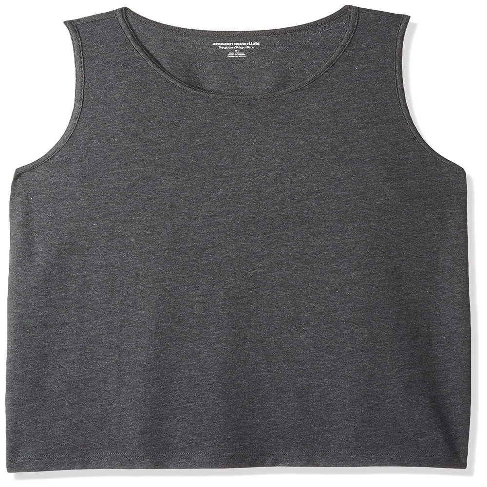 Amazon Essentials Men's Regular-Fit Sleeveless Tank Tops, Charcoal Heather, Medium