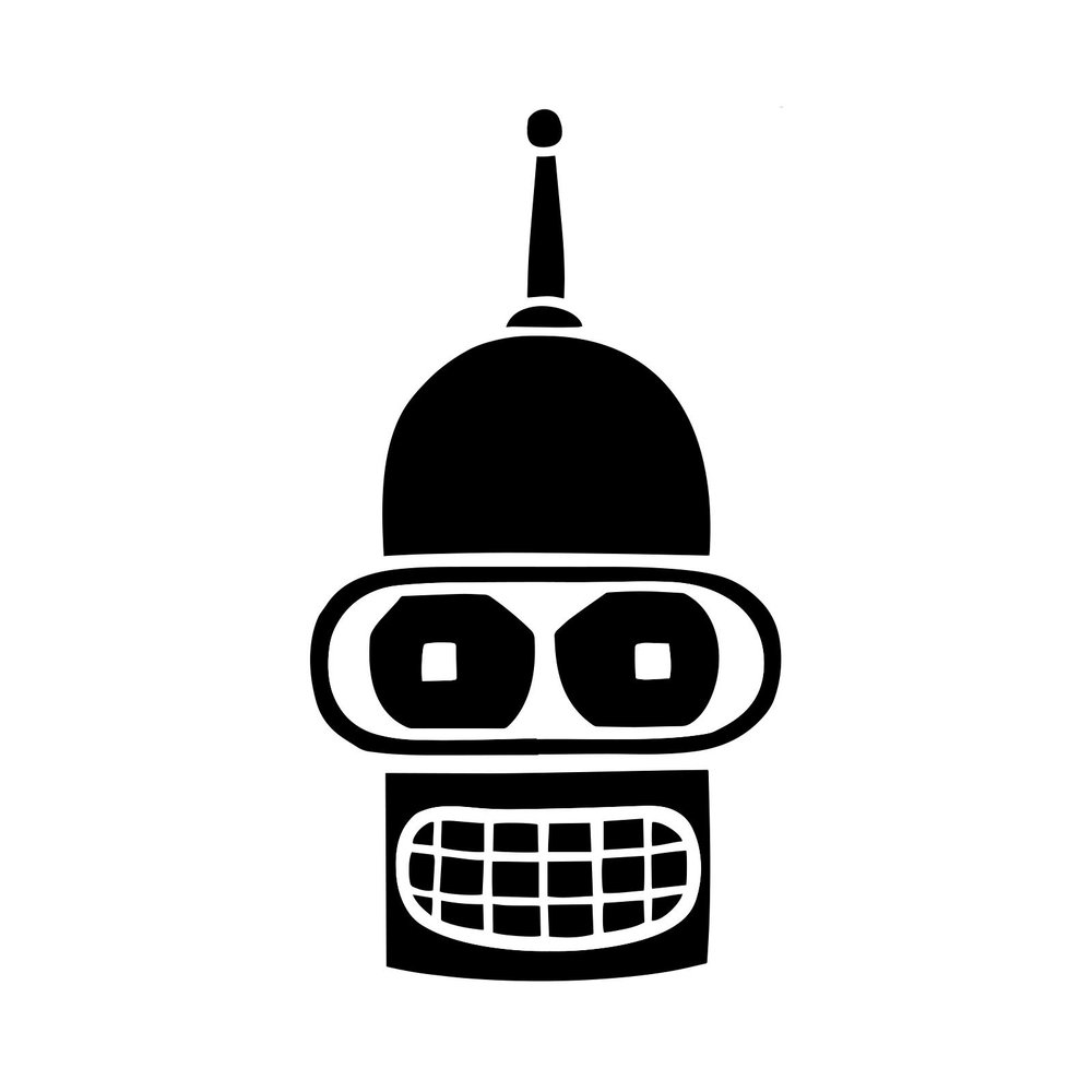 Bender Face Decal Vinyl Sticker Auto Car Truck Wall Laptop | Black | 3" x 5.5"