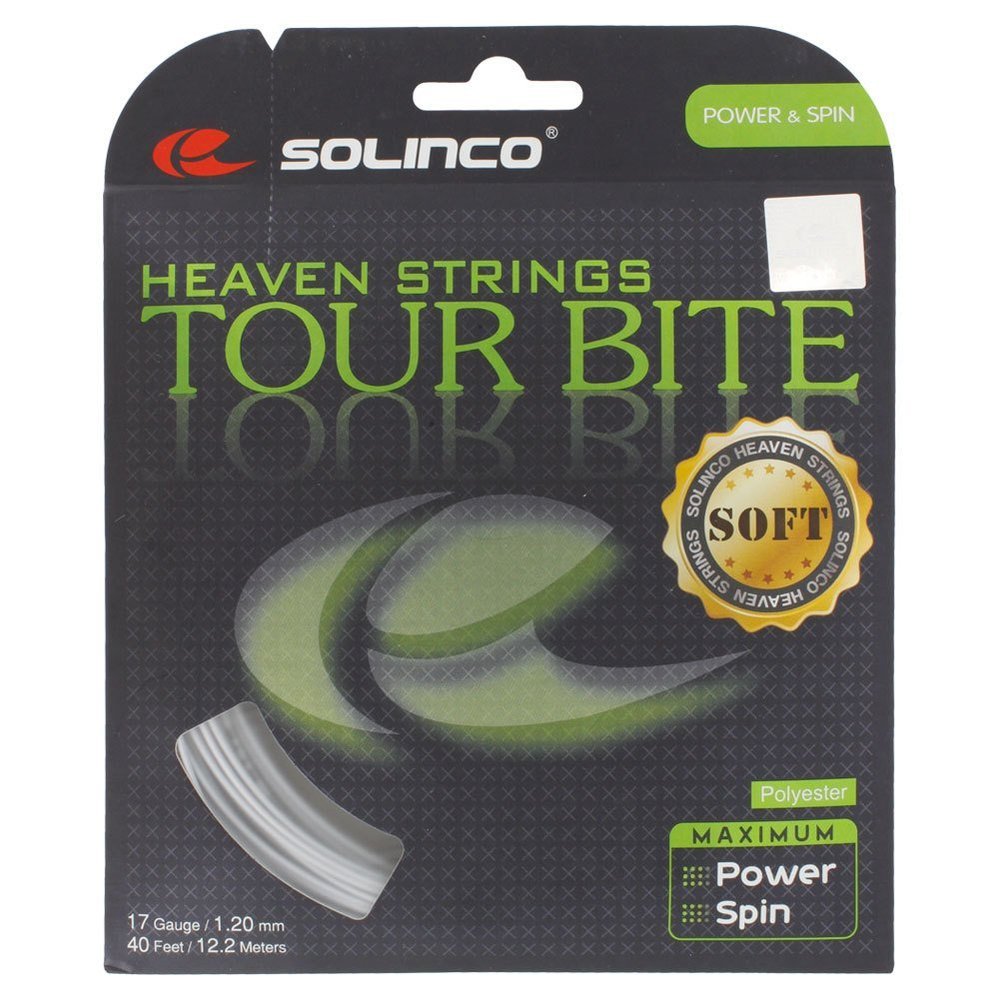 Solinco Tour Bite Soft 4-Sided Poly (Polyester) 16 Gauge / 1.30mm Tennis Racquet String Sets 6-Pack (6 Sets Per Order) - Best for Spin, Control, and Durability