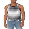 Amazon Essentials Men's Regular-Fit Sleeveless Tank Tops, Black White Horizontal Stripe, X-Small view 1