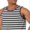 Amazon Essentials Men's Regular-Fit Sleeveless Tank Tops, Black White Horizontal Stripe, X-Small view 3