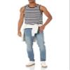 Amazon Essentials Men's Regular-Fit Sleeveless Tank Tops, Black White Horizontal Stripe, X-Small view 4