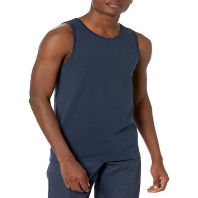 Amazon Essentials Men's Regular-Fit Sleeveless Tank Tops, Navy White Stripe, X-Small