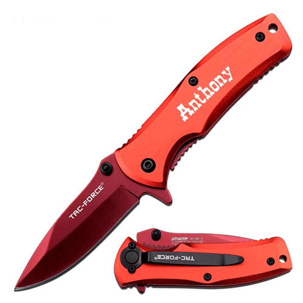 Free Engraving - Tac-Force Titanium Coated Stainless Steel Quality Pocket Knife (TF-848RD)