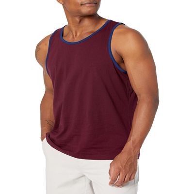 Amazon Essentials Men's Regular-Fit Sleeveless Tank Tops, Blue Burgundy, XX-Large