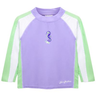 SunBusters Girls L/S Rash Guard(UPF 50+), Sweet Lavender, 4/5 yrs
