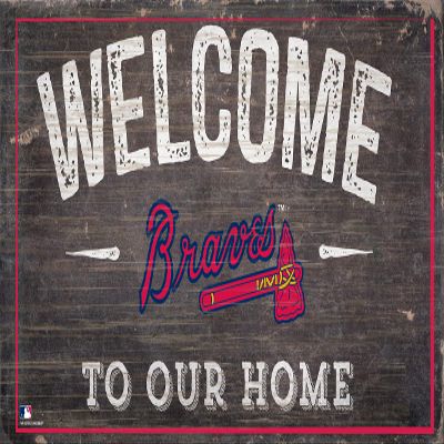 Fan Creations MLB Atlanta Braves Unisex Atlanta Braves Welcome Distressed Sign, Team Color, One Size