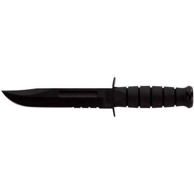 Ka-Bar KABAR, Fixed Blade Knife, 7", Clip Point, Glass Filled Nylon Sheath, 1095 Cro-Van/Black, Black Kraton G, Combo Edge 1214, UPC :617717212147