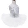 Agoky Girls' Glitter Sequins Camisole Tutu Skrit Leotard Ballet Dance Dress Costume White (Tutu) 7-8 view 2