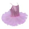 Agoky Girls' Glitter Sequins Camisole Tutu Skrit Leotard Ballet Dance Dress Costume Pink (Tutu) 5-6 view 2