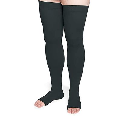Sigvaris Specialty 554 Secure Unisex 40-50 Open Toe Thigh High Compression Stocking w/Silicone Band Beige M2 Long
