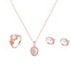 AkoMatial Alloy Elegant Engagement Oval Faux Opal Necklace Finger Ring Stud Earrings Set Gift for Women Rose Gold view 1