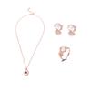 AkoMatial Alloy Elegant Engagement Oval Faux Opal Necklace Finger Ring Stud Earrings Set Gift for Women Rose Gold view 2