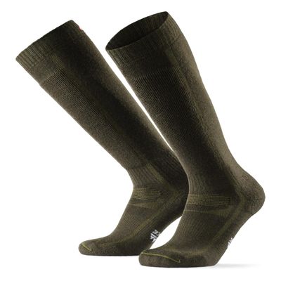 DANISH ENURANCE Merino Wool Performance Ski Socks for Men, Women & Kids, Olive Green, US Women 8-10 // US Men 6.5-8.5