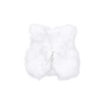 Infant Toddler Baby Girls Waistcoat Fall Winter Coat Vest 1-4 Years Old,Kid Faux Fur Bowknot Ribbon Thick Outwear (2-3 Years Old, White)