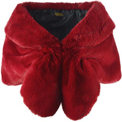 RoRoDox Warm Faux Fur Wedding Shawl Perfect for Wedding/party/show (Small, Wine Red)