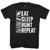 Monster Hunter Video Game Eat Sleep Hunt Repeat Adult T-Shirt Tee Black view 1