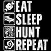 Monster Hunter Video Game Eat Sleep Hunt Repeat Adult T-Shirt Tee Black view 3