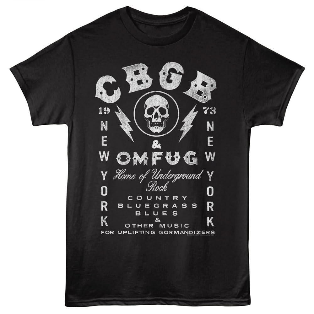 CBGB T Shirt for Men & Women OMFUG NYC Music Club 1973 Black Graphic Crew Neck, Short Sleeve Tee - Vintage Style Tshirts