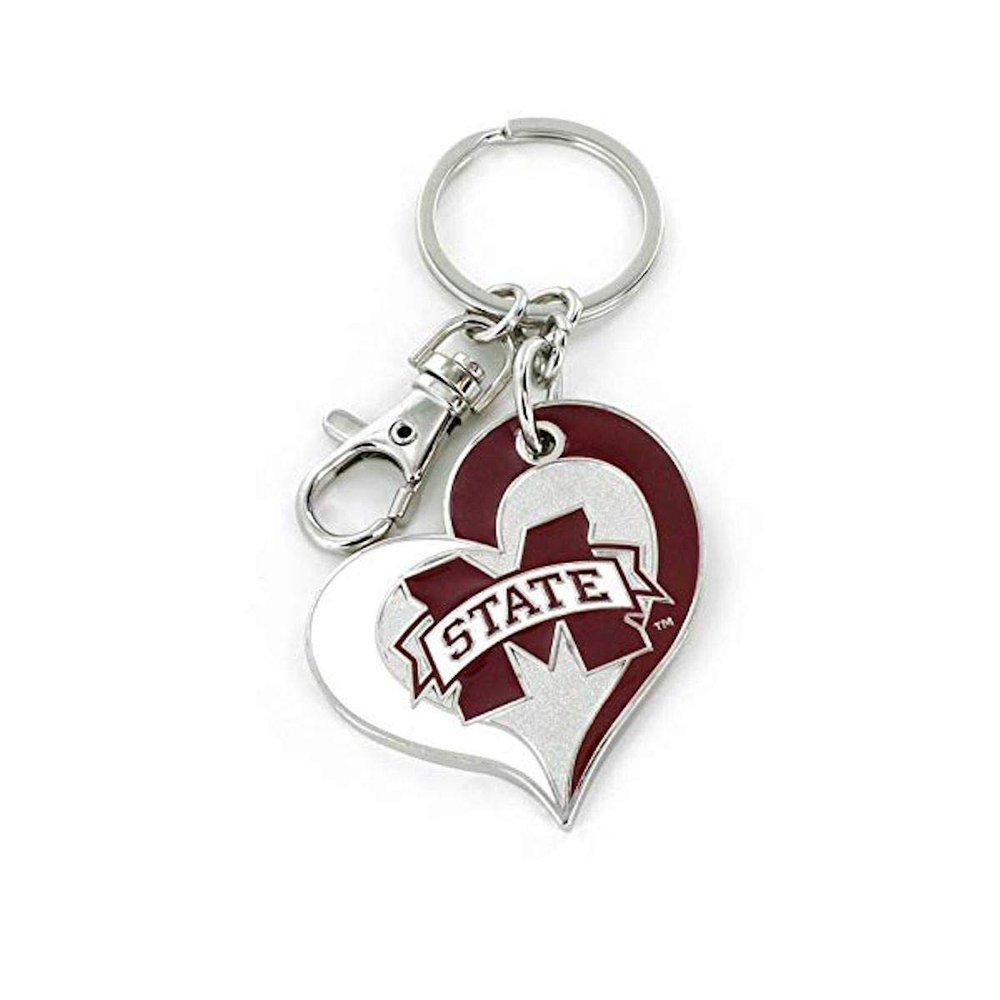aminco Mississippi State Swirl Heart Keychain