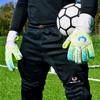 Renegade GK Vortex Wraith Goalie Gloves | 3.5+3mm Hyper Grip & 4mm Duratek | Neon Yellow & Blue Soccer Goalkeeper Gloves (Size 8, Youth-Adult, Roll Hybrid Cut, Level 3) view 2