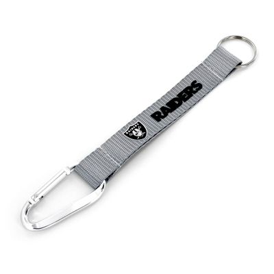 aminco NFL Oakland Raiders Carabiner Lanyard Keychain, Silver, 5