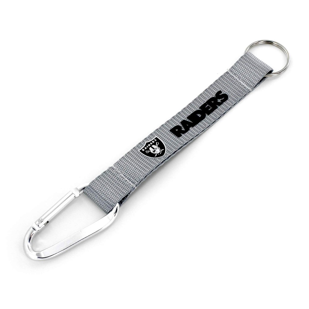 aminco NFL Oakland Raiders Carabiner Lanyard Keychain, Silver, 5