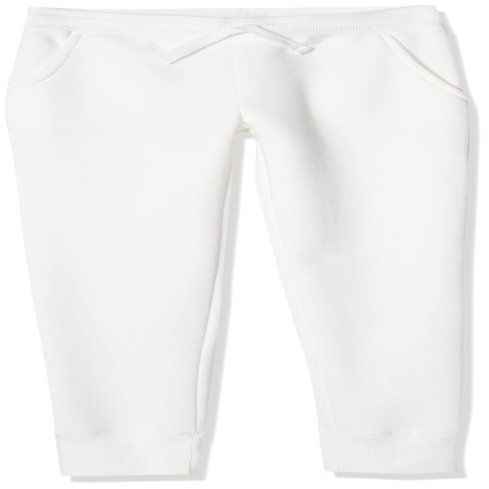 Amazon Essentials Girls' Elastic Waist Jogger Sweatpants, Regular-Fit, White, Small