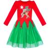 Girls Dress Christmas Reindeer Jingle Bell Long Sleeve Size 7 view 1