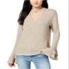 Lily Black Junior's Tiered Bell-Sleeve Choker Top (Medium, Gold) view 1