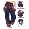 Lannaclothesdesign Harem Pants Women High Waist Bohemian Yoga Pants with Pockets - Boho Hippie Clothes (XL, Dark Blue) view 4