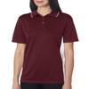 UltraClubs Women's Cool & Dry Sport Two-Tone Polo Tee, Maroon/White, X-Small view 1