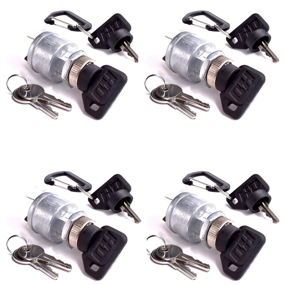 (4 Pack) HD Switch Ignition Starter Key Switch (with Lights) Replaces EZ-GO 33639G01 Golf Cart, Gas & Electric, 1981 & Up - 16 Keys!, EZGO 33639-G01