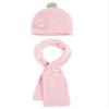 Little Girls Flower Applique Angora Blend Knit Hat/Scarf Set (1-Small, Rose) view 1