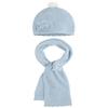 Little Girls Flower Applique Angora Blend Knit Hat/Scarf Set (2-Medium, Sky Blue) view 1