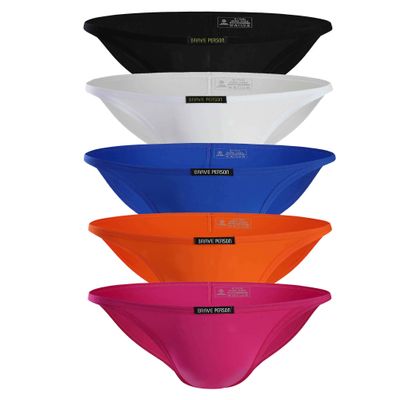 BRAVE PERSON Low Waist Bikini Swimwear Men's Comfortable Fashion Underwear Briefs B1133 (L, 5 Colors Mixed)