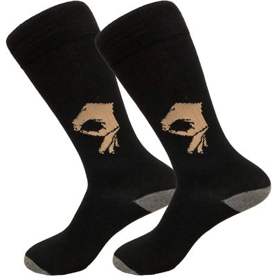 Balanced Co. Circle Game Meme Dress Socks Funny Socks Crazy Casual Cotton (Big Hand Black/Gray)