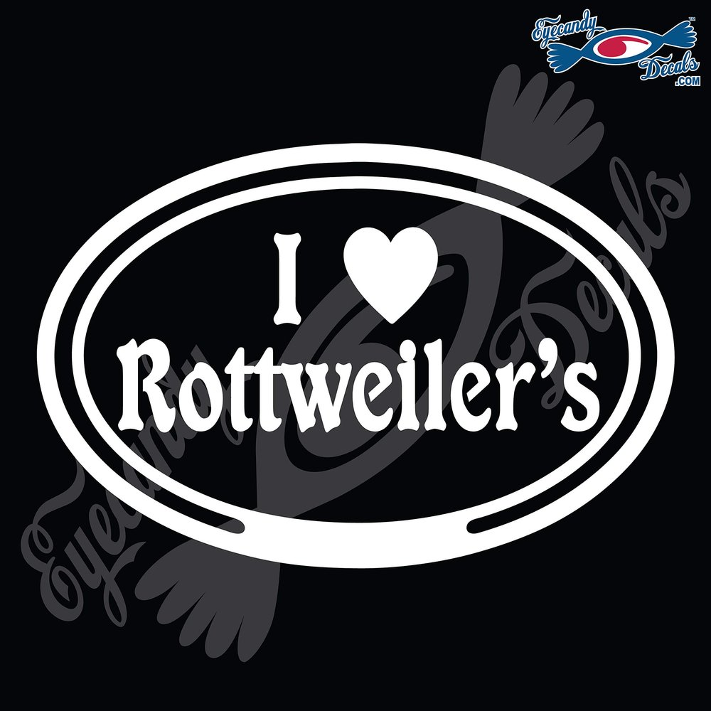 Eyecandy Decals Euro with I Love Rottweilers 5" White Decal Sticker