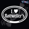 Eyecandy Decals Euro with I Love Rottweilers 5" White Decal Sticker view 1