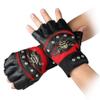 Coolwife Steampunk Gothic Gloves Mens Vintage Geuuine Leather Captain Fingerless Mittens (A Red) view 1