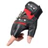 Coolwife Steampunk Gothic Gloves Mens Vintage Geuuine Leather Captain Fingerless Mittens (A Red) view 2