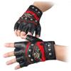 Coolwife Steampunk Gothic Gloves Mens Vintage Geuuine Leather Captain Fingerless Mittens (A Red) view 3